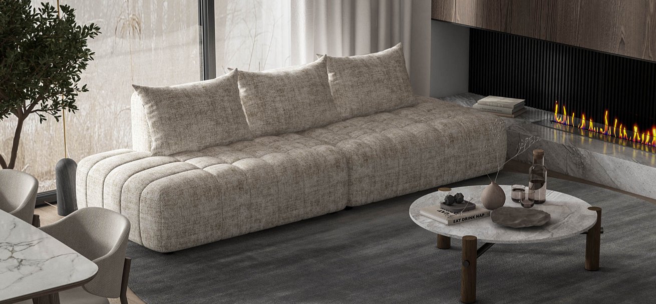 Диван Босс Твин прямой Шенилл IQ кварц