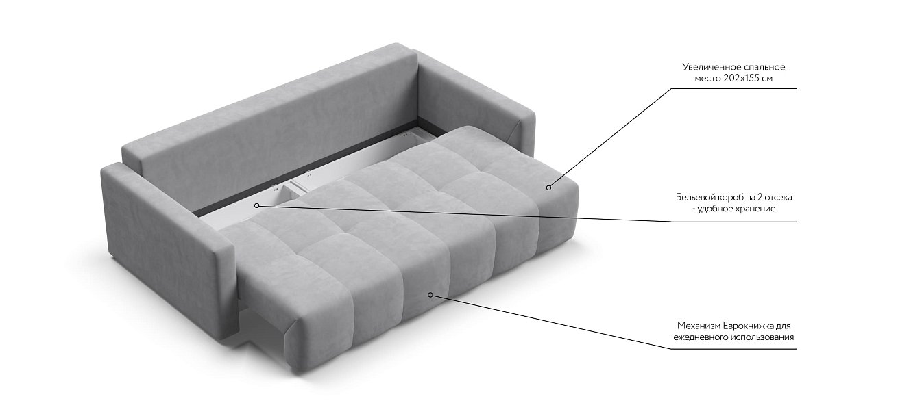 Диван BOSS TREND Велюр Monolit сталь