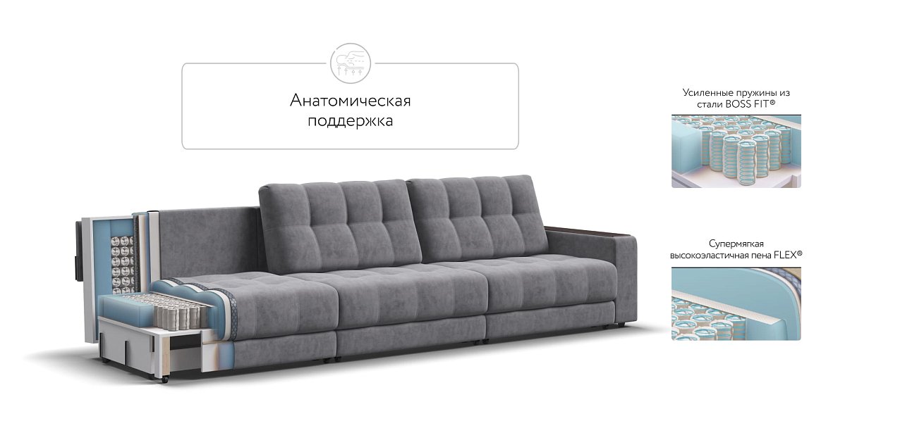 Диван BOSS GRAND Велюр Роял агат