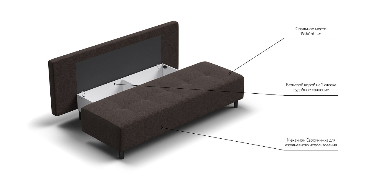 Бостон Мини диван Рогожка Мальмо шоколад