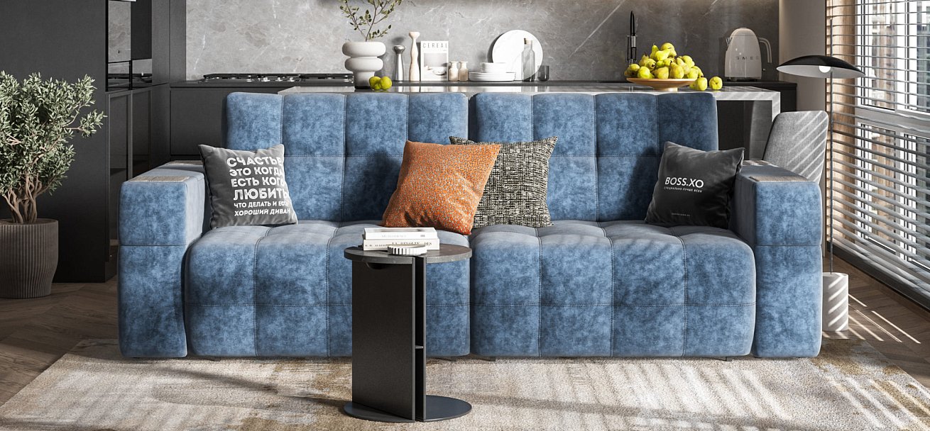 Диван BOSS.XO Велюр Royal топаз NEW / WOOD Rock