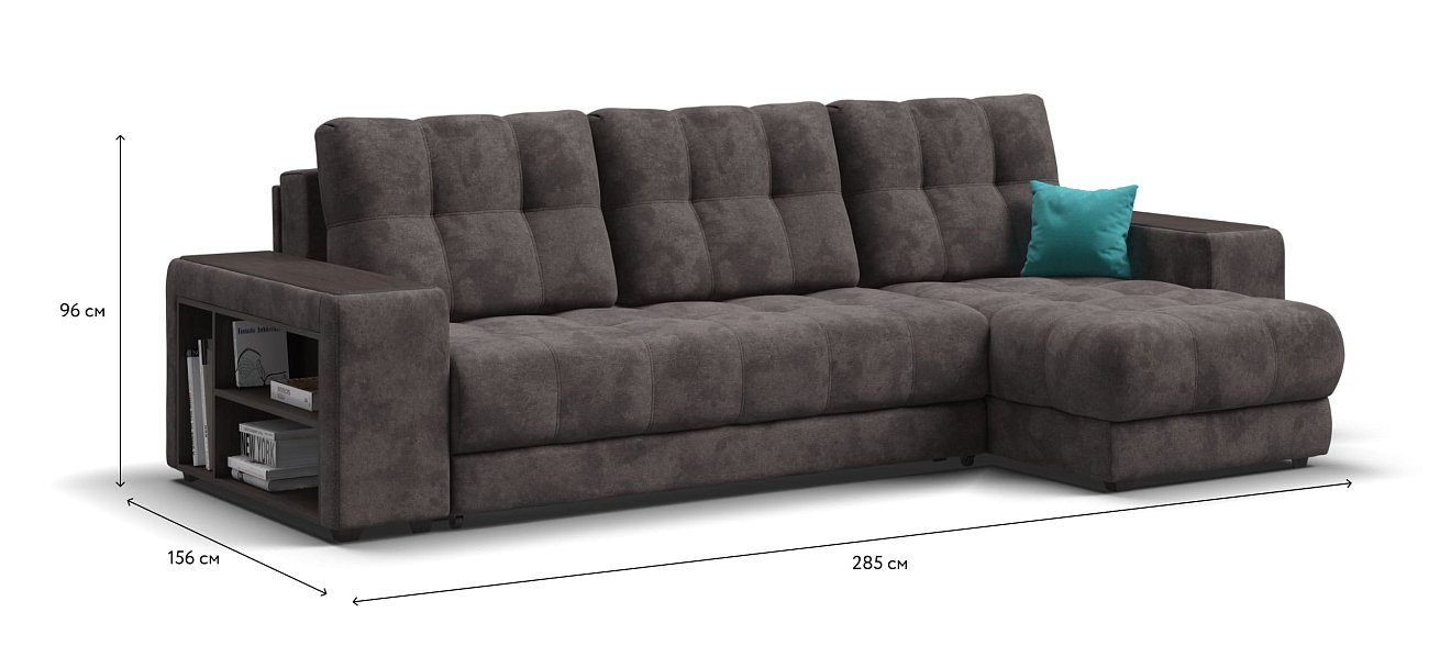 Угловой диван BOSS 3.0 XL велюр Alkantara серый