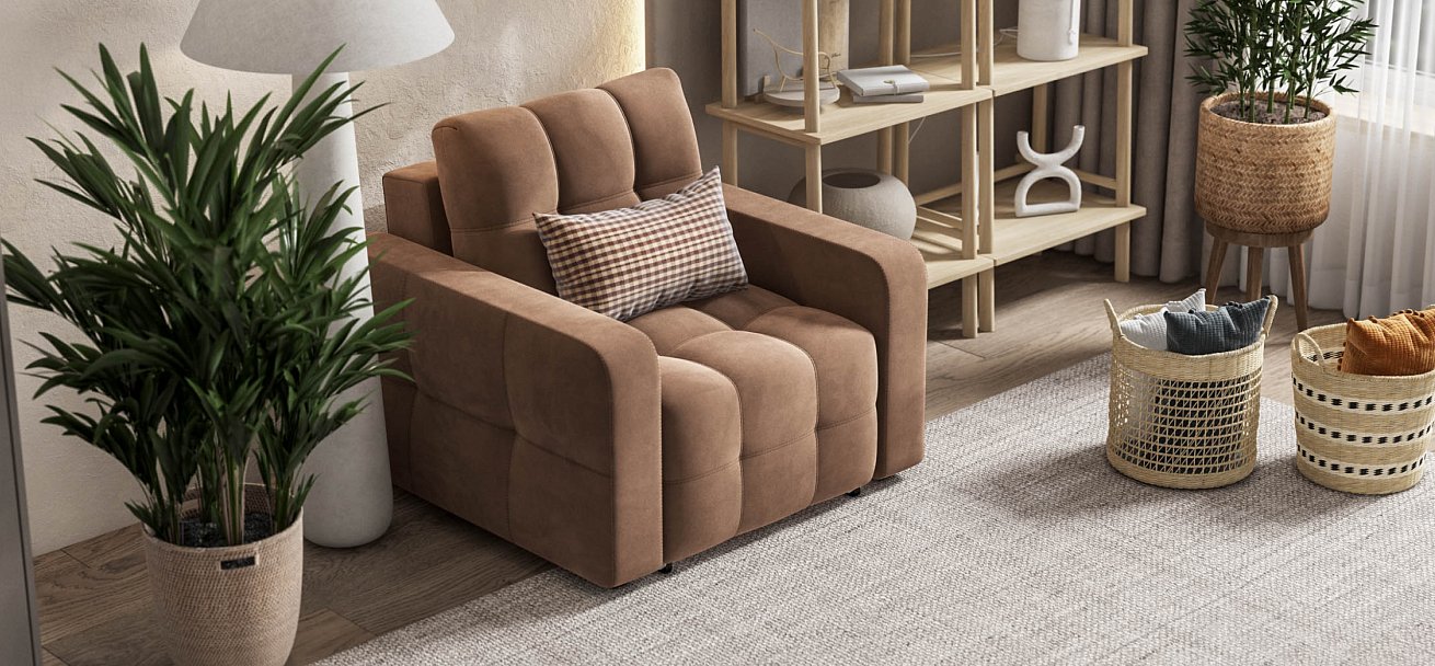 Кресло-кровать Денди Слим велюр Monolit мокко