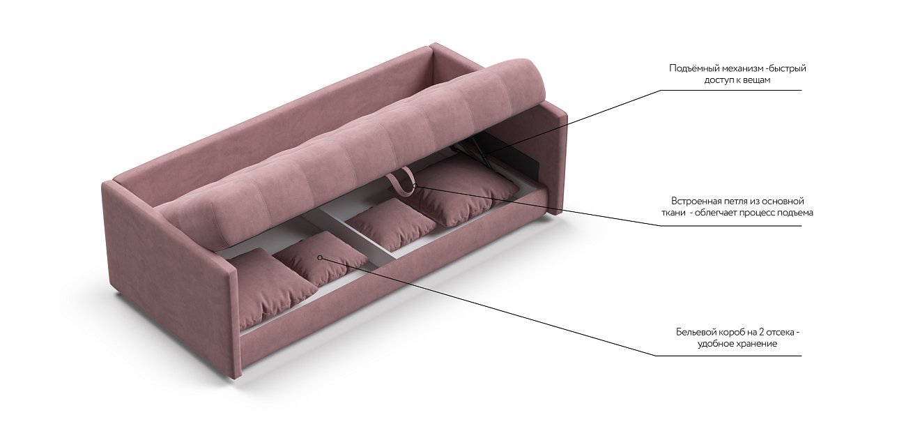 Тахта BOSS велюр Monolit роуз