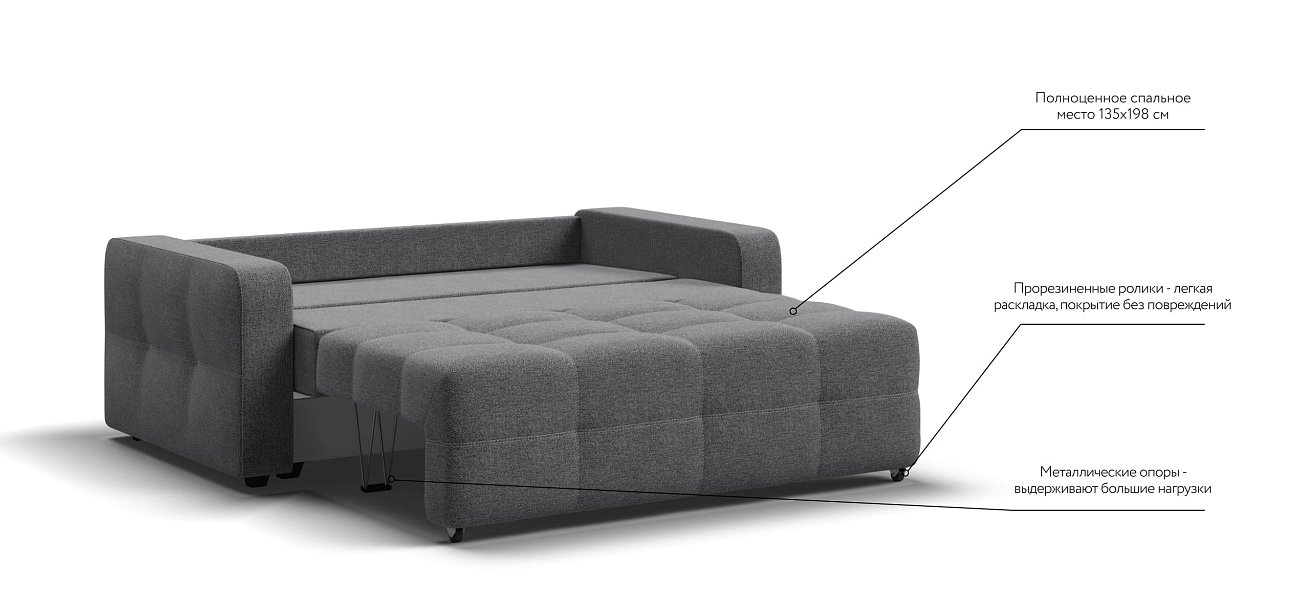 Диван Dandy Compact рогожка Malmo серый