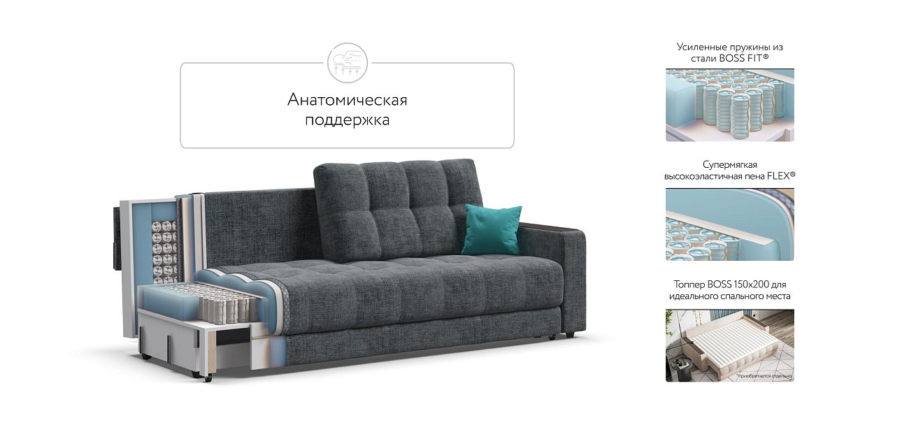 Диван BOSS 2.0 шенилл IQ серый