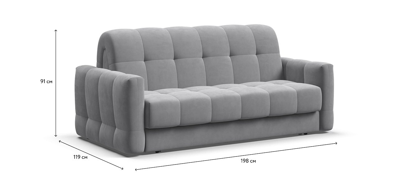 Диван BOSS Sleep 160 велюр Monolit сталь