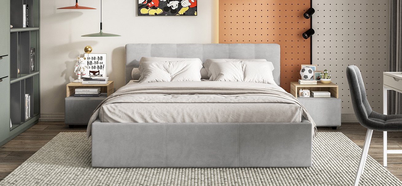 Кровать Белла 160*200 велюр Monolit сталь