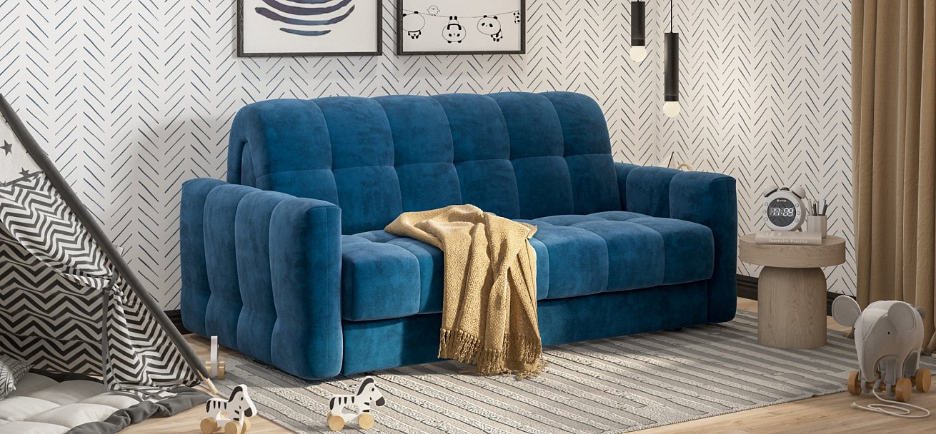 Диван BOSS Sleep 160 велюр Monolit синий