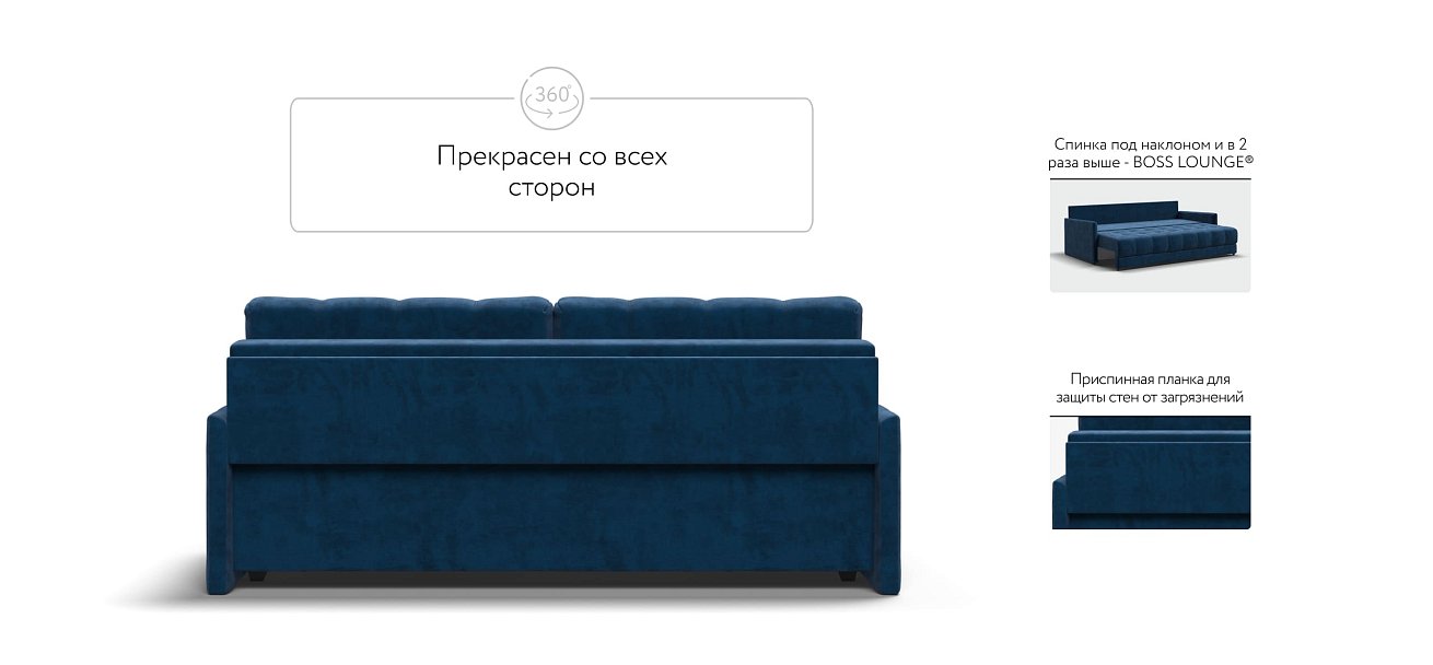 Диван BOSS 2.0 LOFT велюр Monolit синий