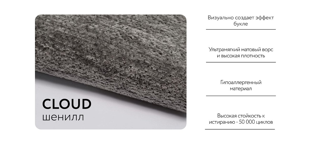 Диван Босс Прайм Шенилл CLOUD графит