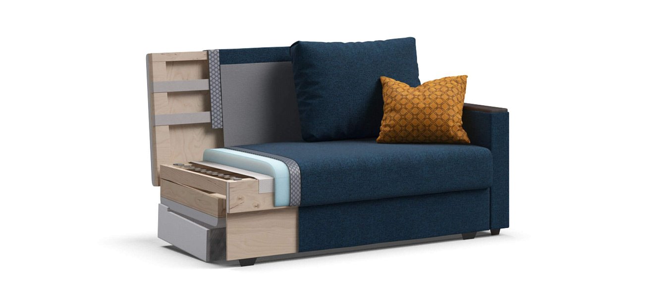 Диван Атланта-2 Лайт рогожка Malmo синий