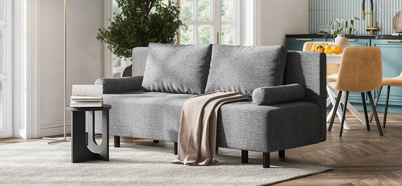 Бостон Мини диван Рогожка Мальмо серый