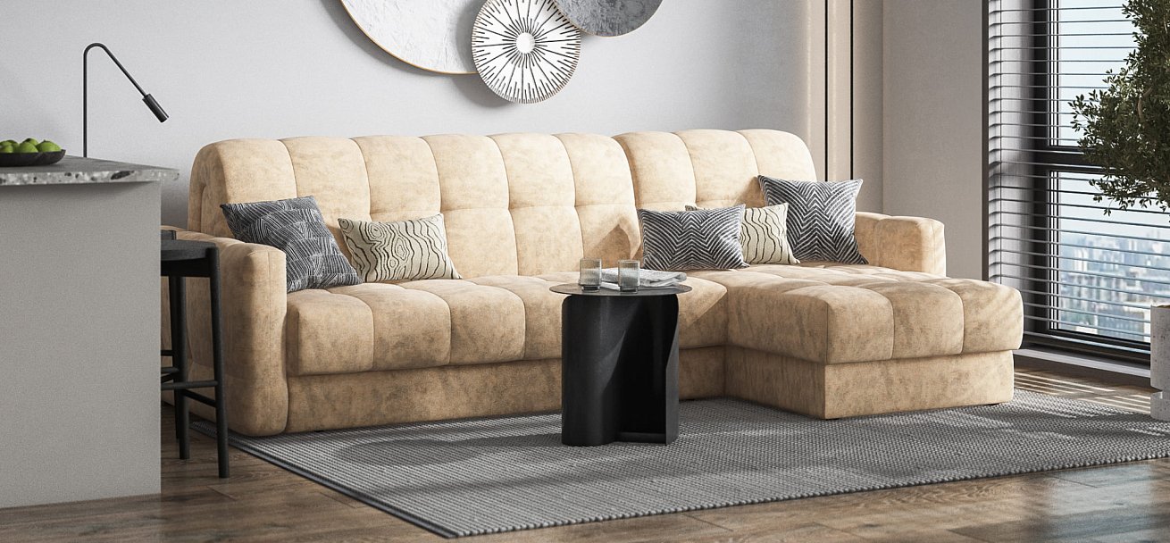 Угловой диван BOSS Sleep 160 Велюр Роял шампань