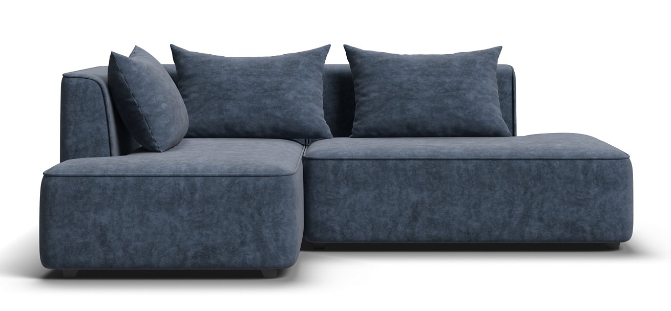 Кинг Твин угловой диван Велюр Роял синий левый