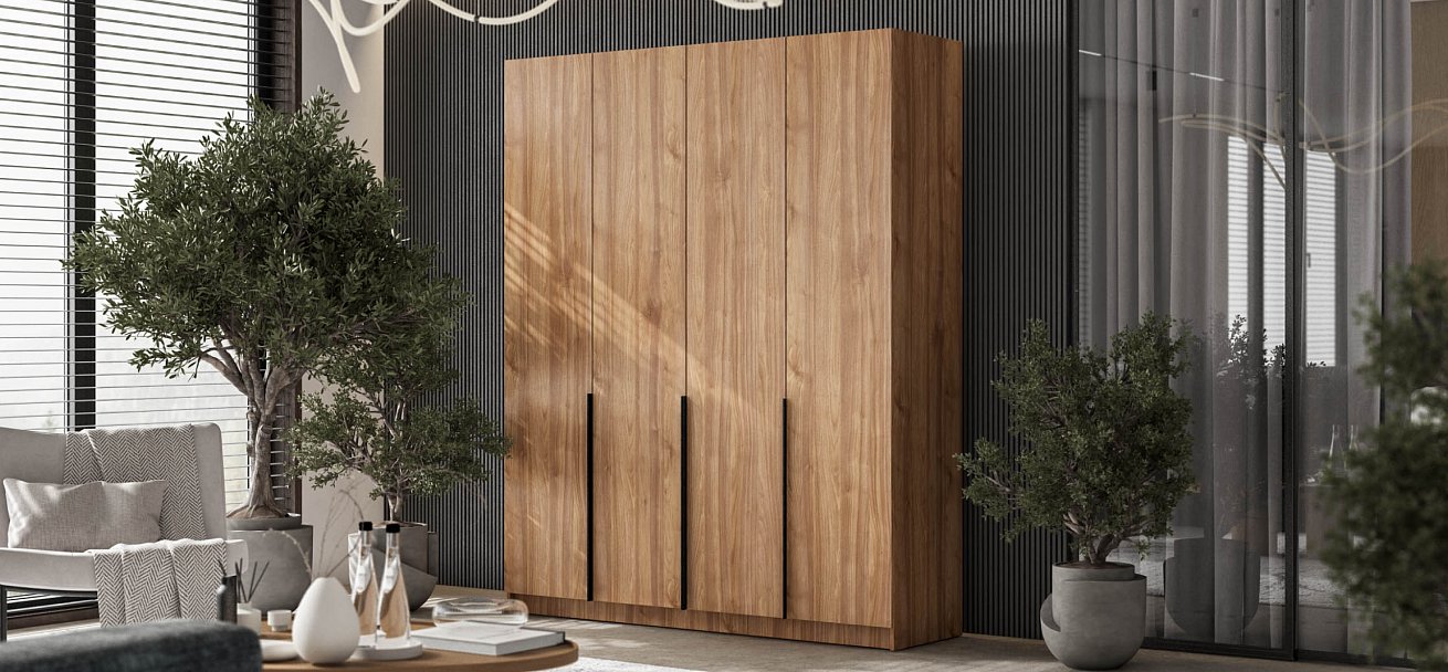 Босс Стандарт 180*220 шкаф распашной 4Д + ящики Орех Селект