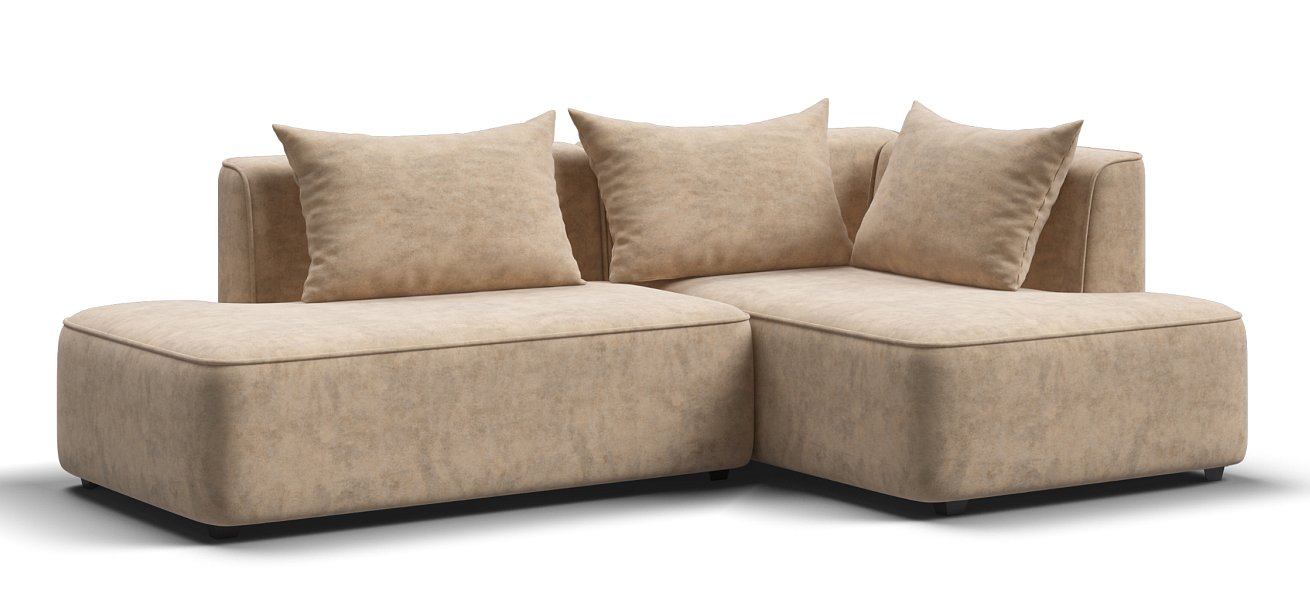 Кинг Твин угловой диван Велюр Роял шампань правый