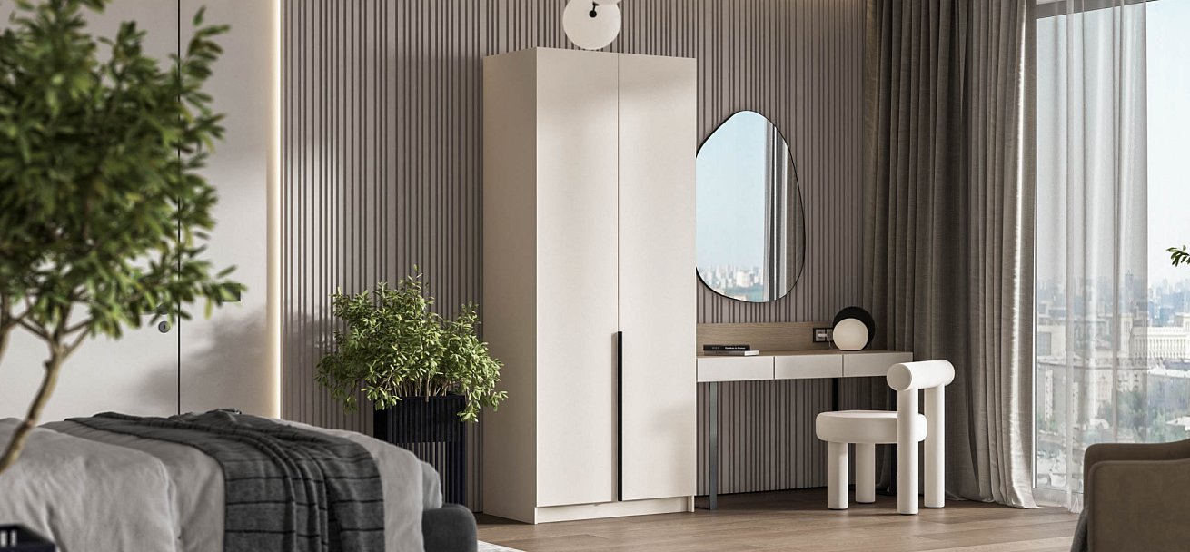 Босс Стандарт 90*220 шкаф распашной 2Д + ящики Кашемир