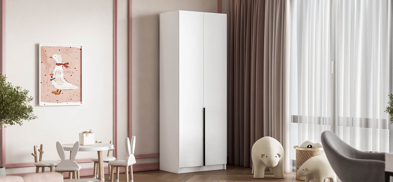 Босс Стандарт 80*220 шкаф распашной 2Д Белый