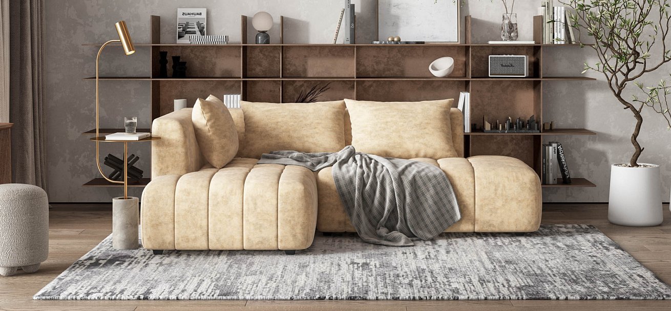 Босс Твин угловой диван левый Велюр Роял шампань