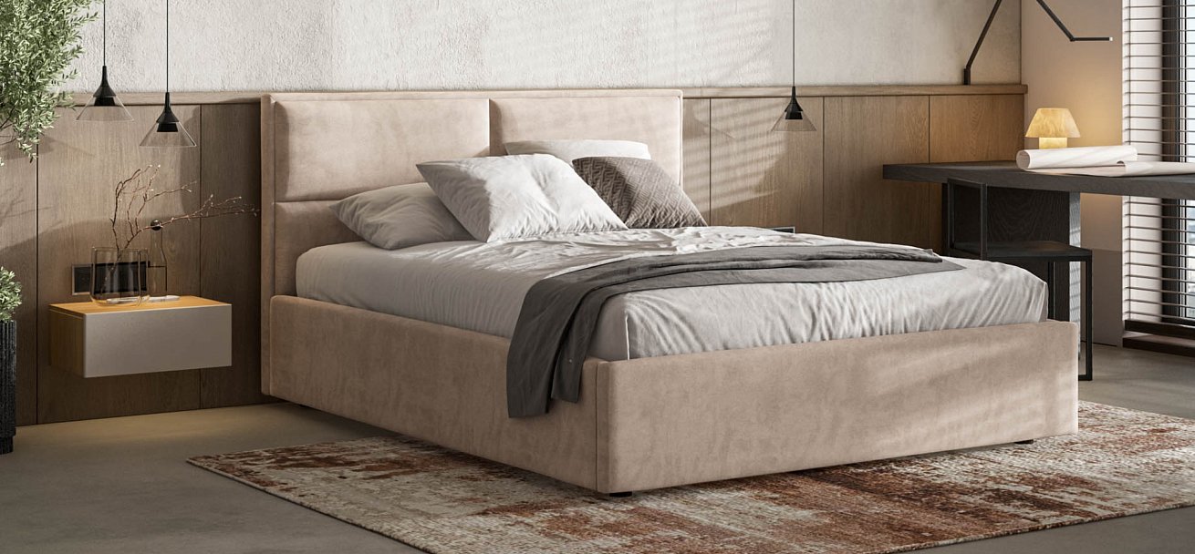 Кровать MILA 160 велюр Monolit латте