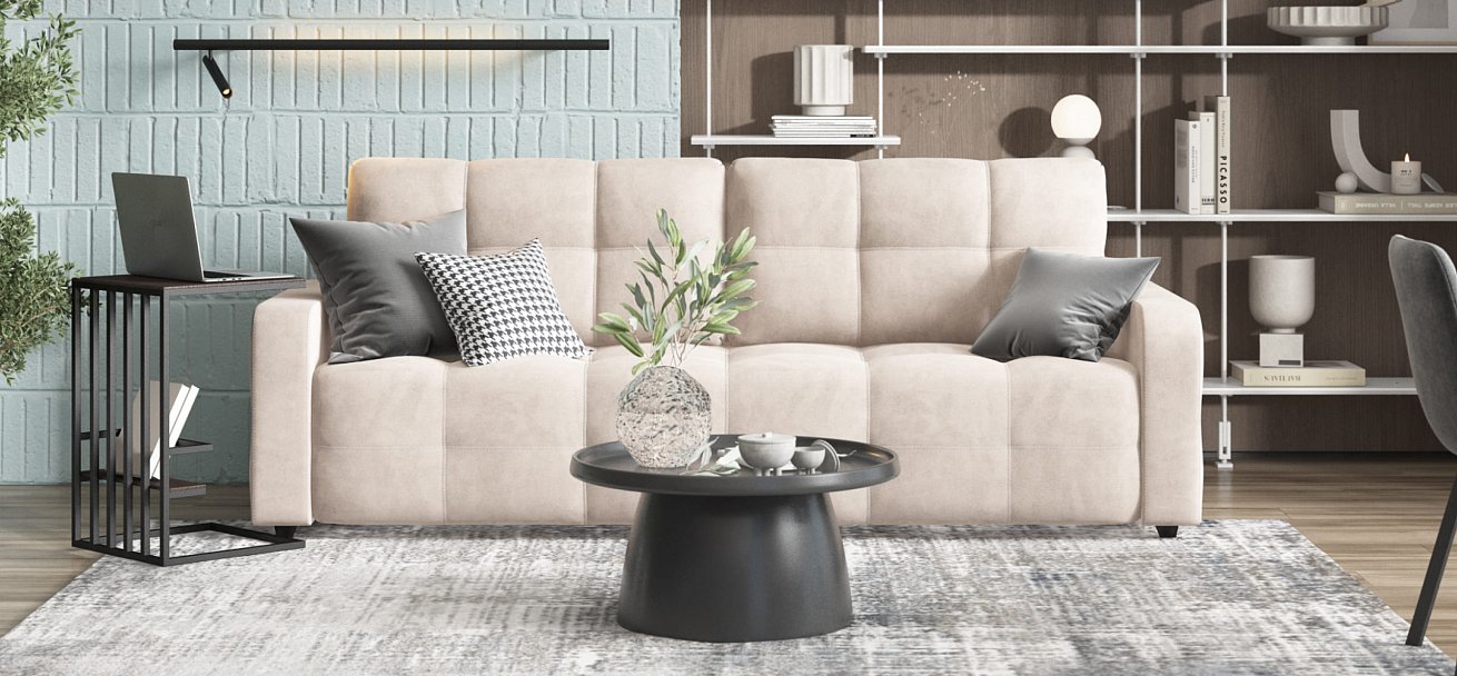 Диван Денди велюр Monolit латте