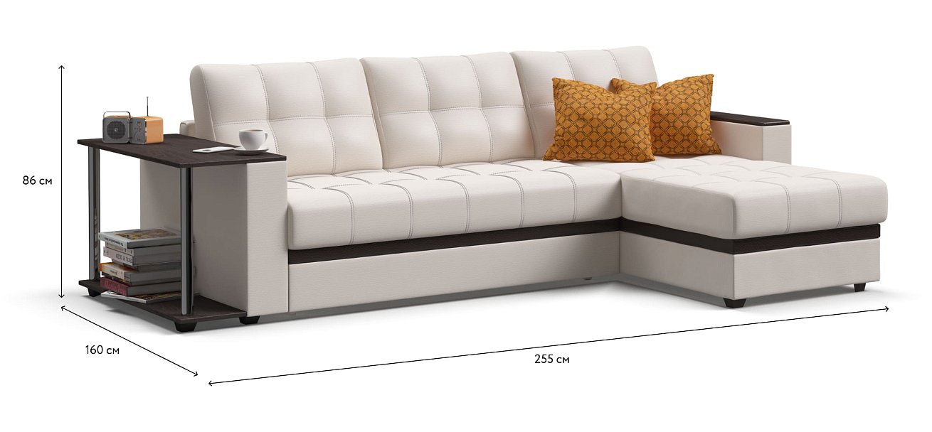 Угловой диван Атланта Люкс экокожа белый