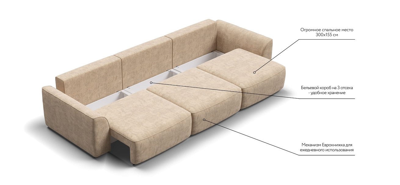 Диван KING MAX SE Велюр Роял шампань