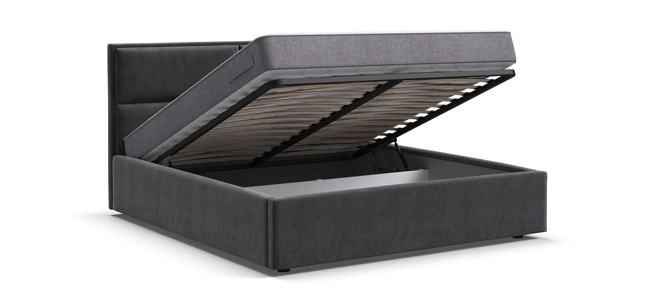 Кровать MILA 160 велюр Monolit серая