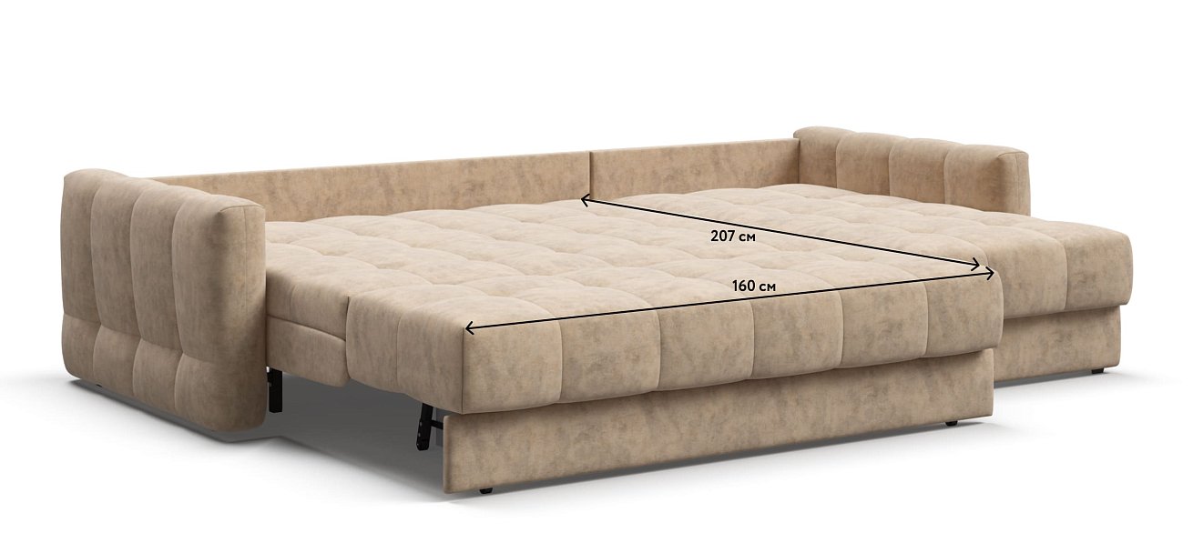 Угловой диван BOSS Sleep 160 Велюр Роял шампань