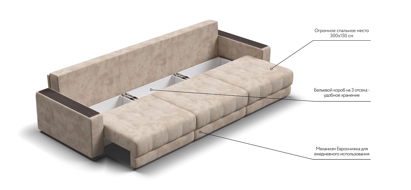 Диван BOSS GRAND Велюр Alkantara пепел