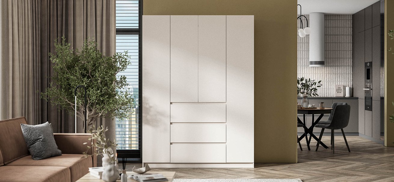 Идея 160 шкаф распашной 4Д+ящики Кашемир