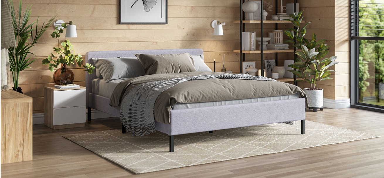 Кровать Уна 160*200 рогожка Malmo платина, черная