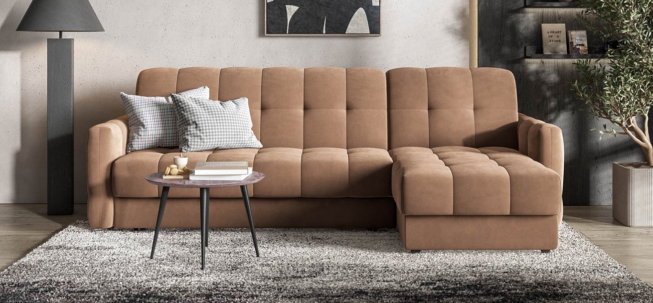 Угловой диван BOSS Sleep 160 велюр Monolit мокко