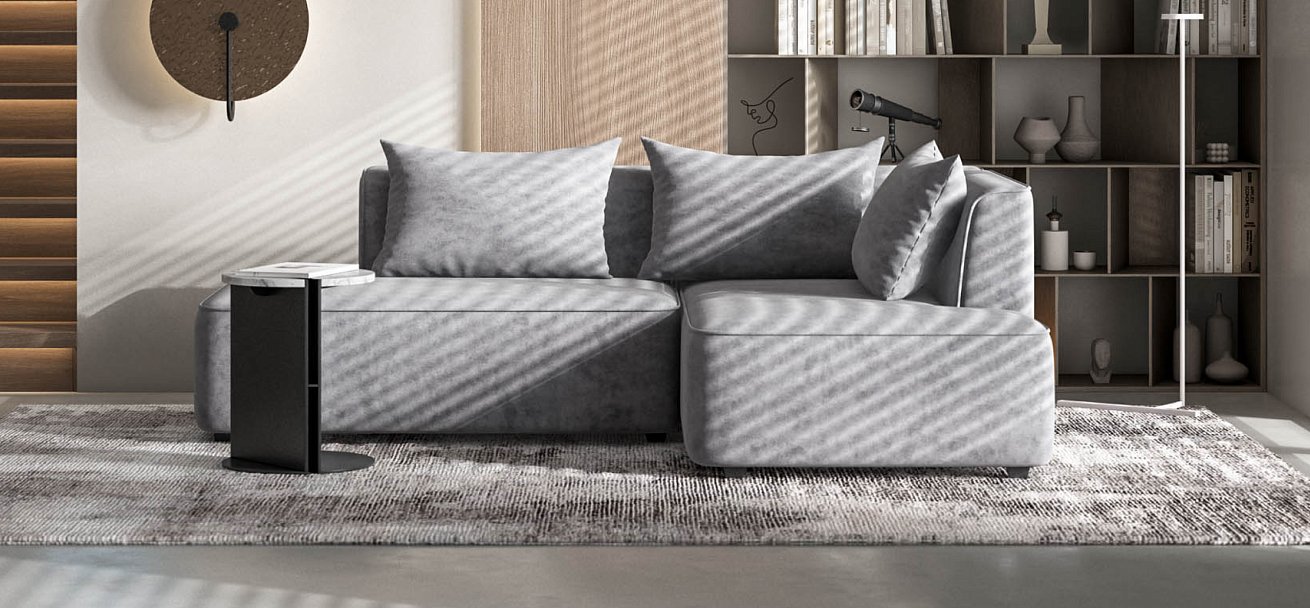 Кинг Твин угловой диван Велюр Роял агат правый