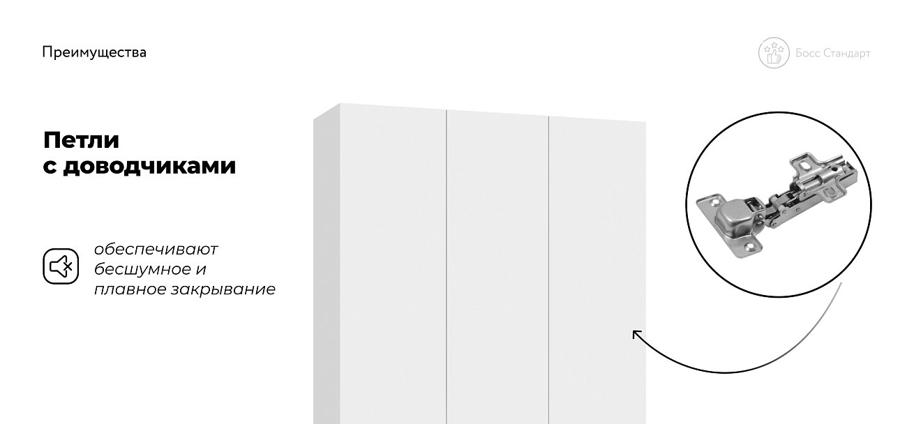 Босс Стандарт 120*220 шкаф распашной 3Д + ящики Белый