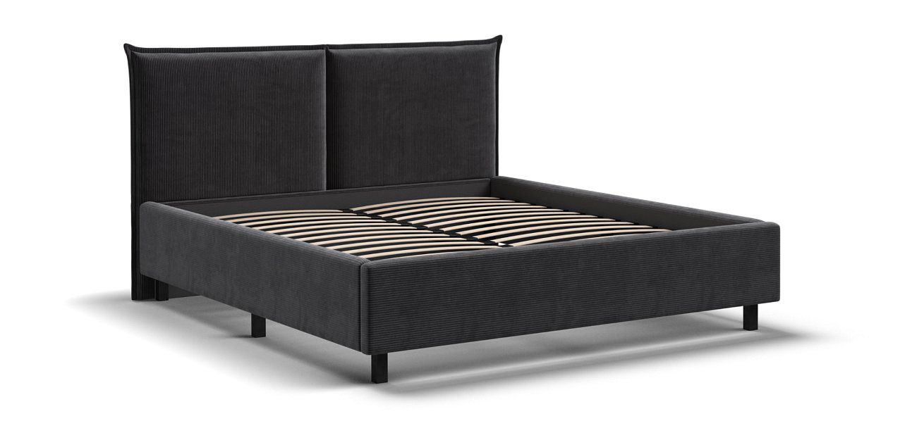 Кровать ЛЕО 160 Вельвет CORD графит