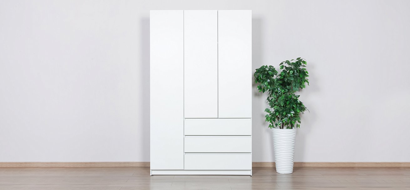 Идея 120 шкаф распашной 3Д+ящики Белый