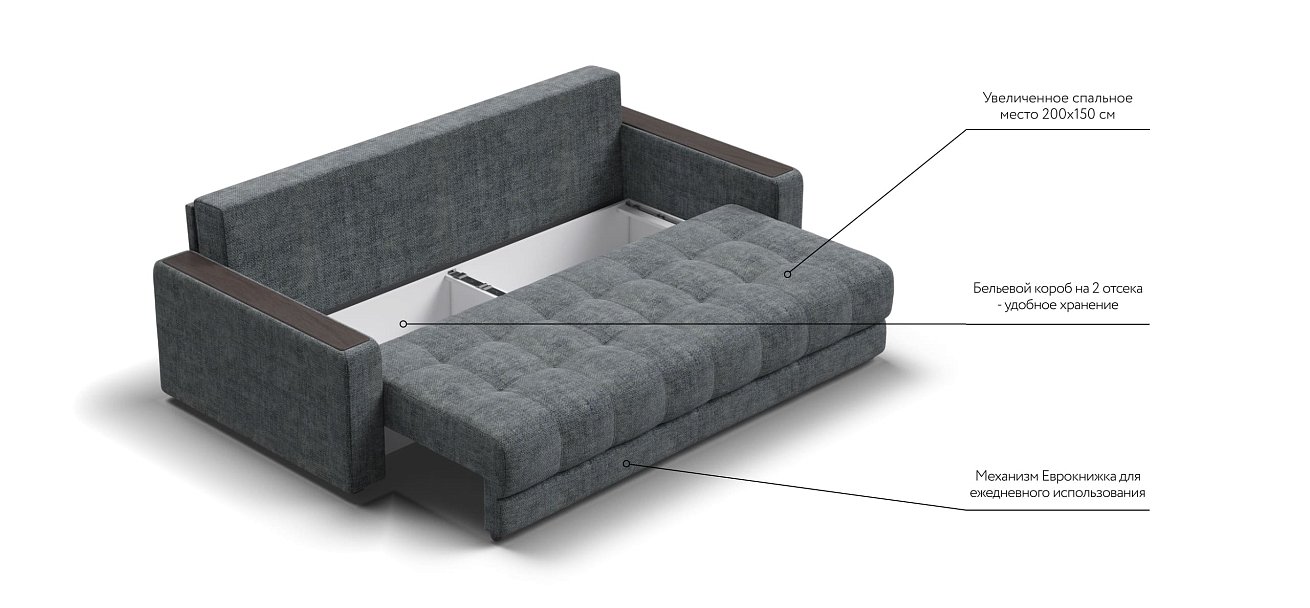 Диван BOSS 2.0 шенилл IQ серый