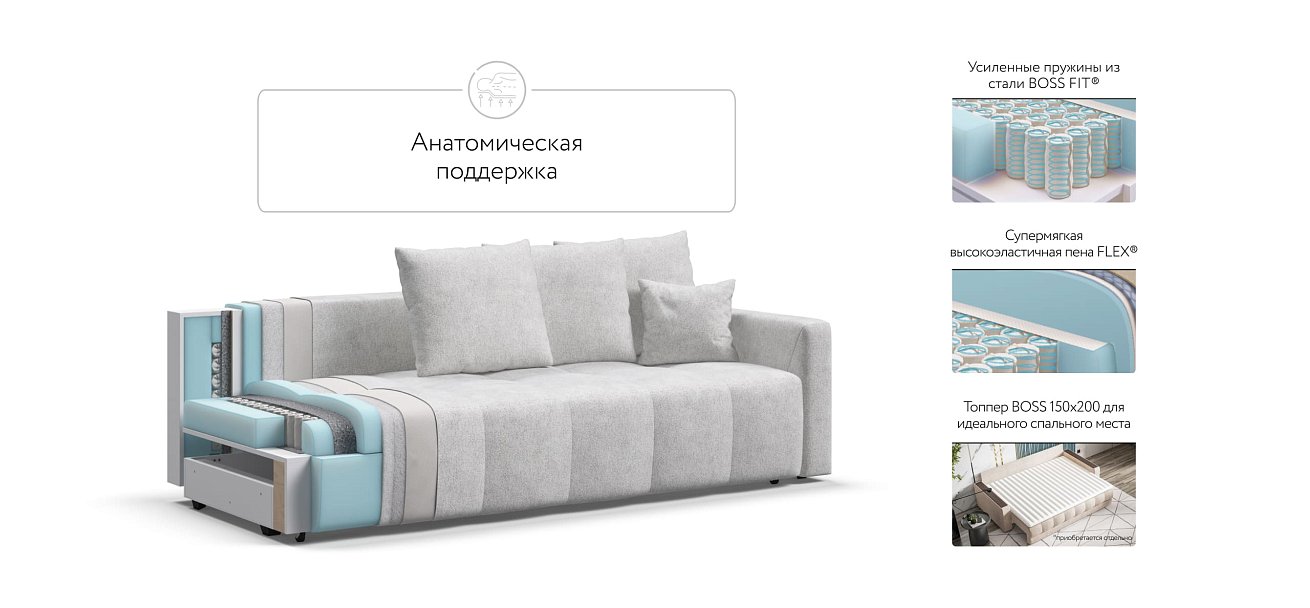 Диван BOSS TREND Шенилл CLOUD милк