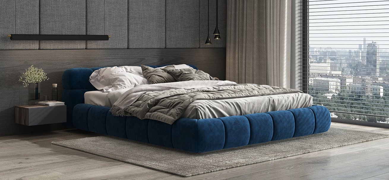 Кровать Босс Дрим 180*200 Про велюр Monolit синяя