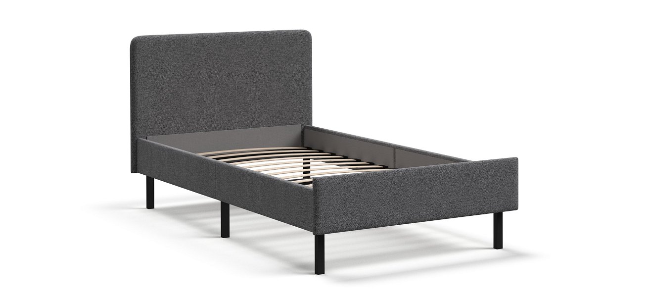 Кровать Уна мини рогожка Malmo серая, Чёрная