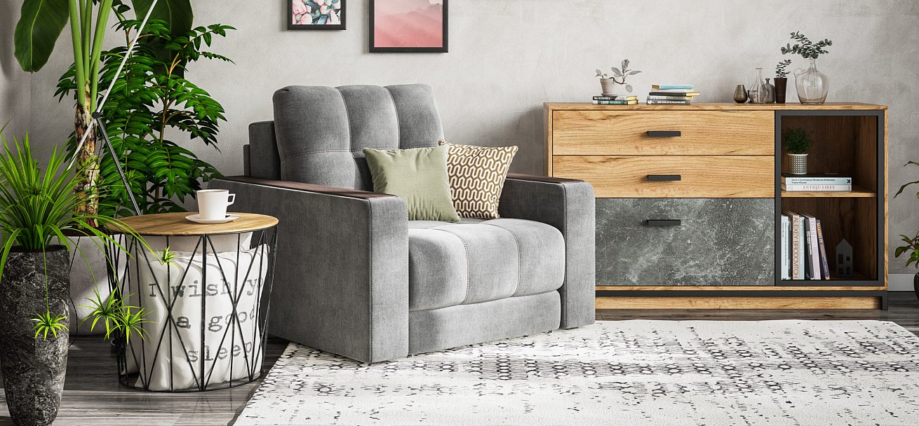 Кресло-кровать BOSS 2.0 велюр Monolit серый