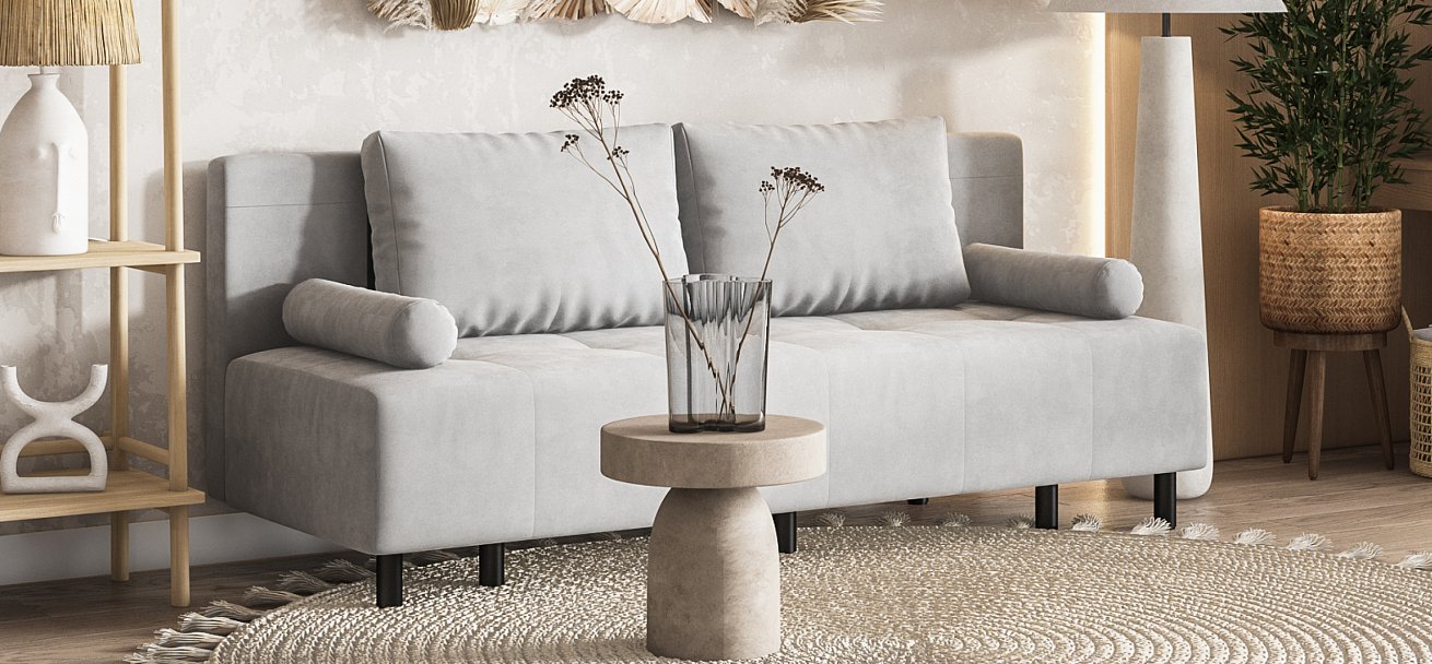 Бостон Мини диван Велюр Монолит сталь