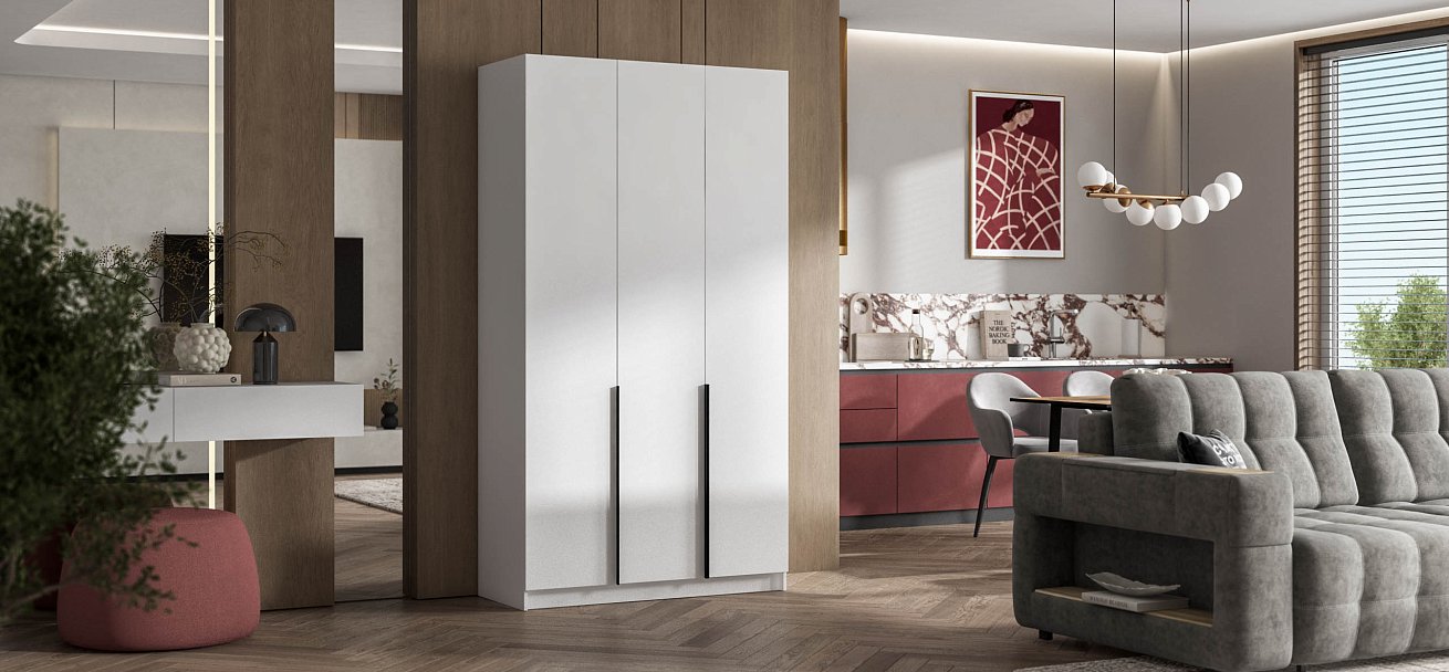 Босс Стандарт 120*220 шкаф распашной 3Д + ящики Белый