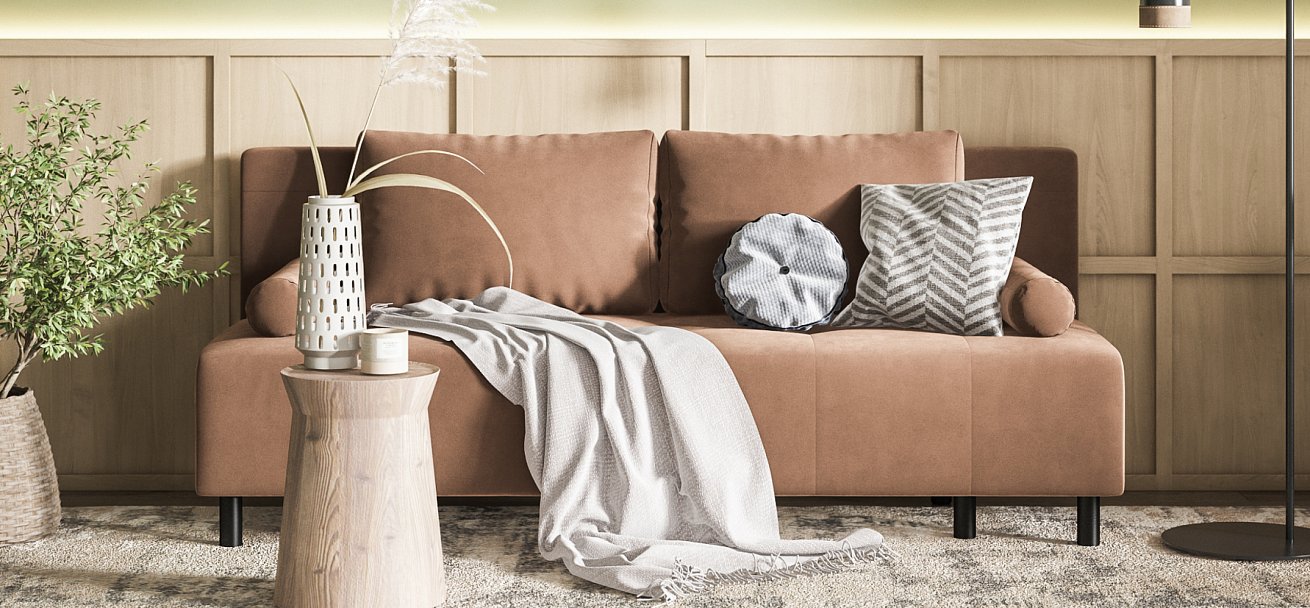 Бостон Мини диван Велюр Монолит мокко