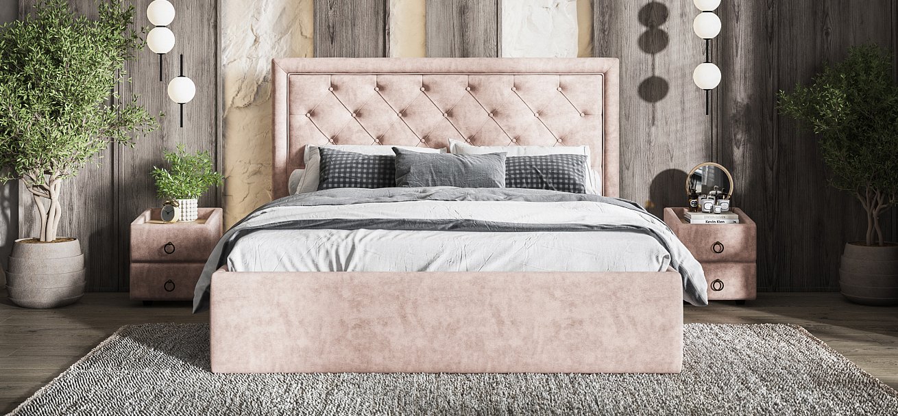 Кровать Босс Классик 180*200 Про велюр Royal пион NEW