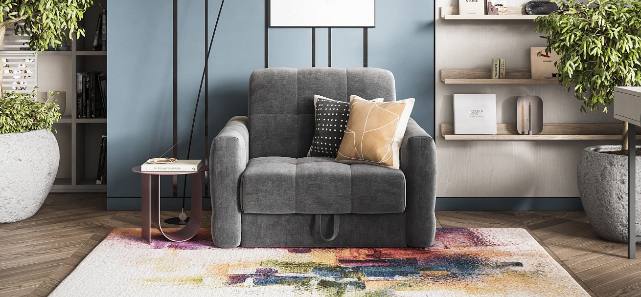 Босс Слип кресло-кровать Велюр Монолит серый