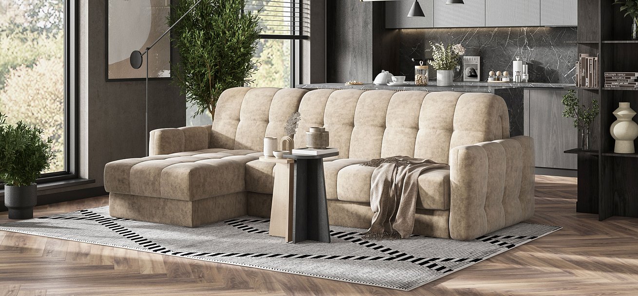 Угловой диван BOSS Sleep 160 Велюр Роял тауп