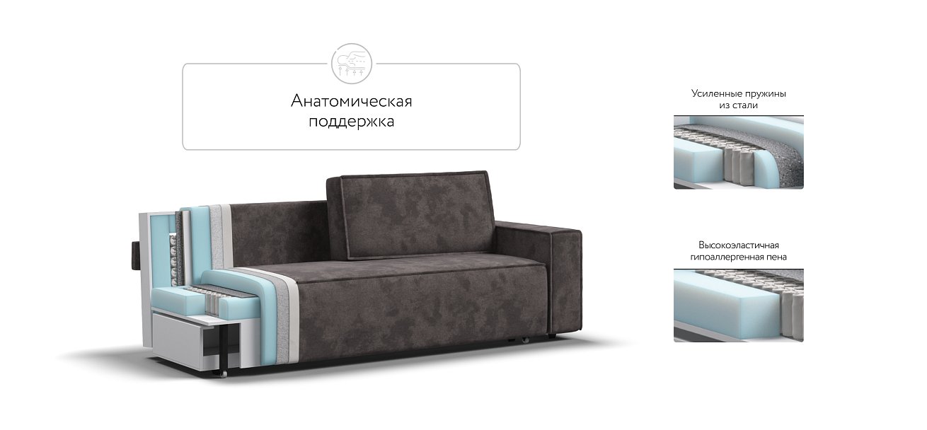 Диван Норд Велюр Alkantara серый